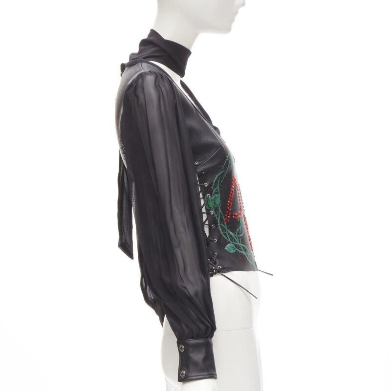D&G DOLCE GABBANA Vintage 2001 Maßgeschneiderte Lederkorsett-Bluse IT38 XS im Zustand „Gut“ im Angebot in Hong Kong, NT