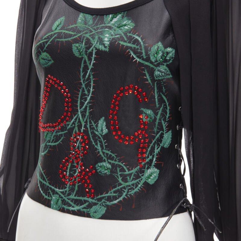 D&G DOLCE GABBANA Vintage 2001 Maßgeschneiderte Lederkorsett-Bluse IT38 XS im Angebot 2