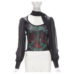 D&G DOLCE GABBANA Vintage 2001 scaled leather corset blouse IT38 XS