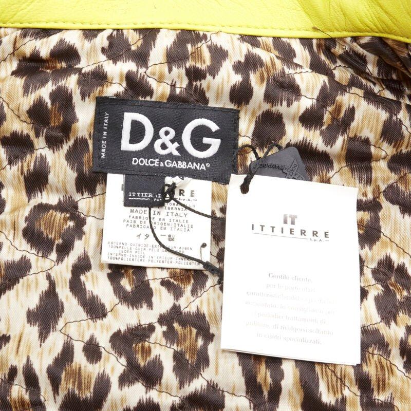 D&G DOLCE GABBANA Vintage 2001 amarillo Modern Beauty rock cuero biker IT38 XS 7
