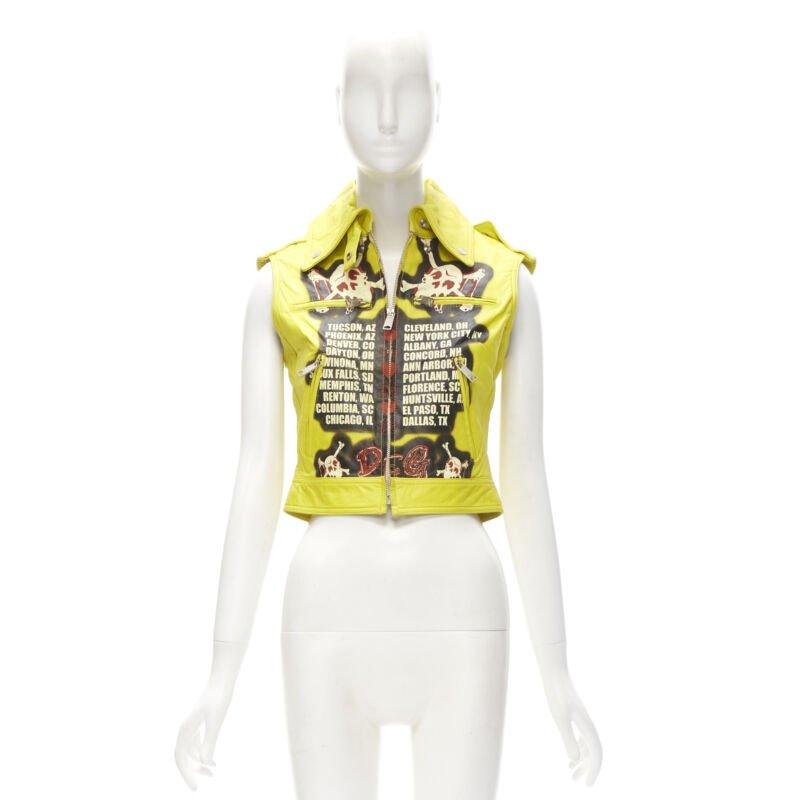 D&G DOLCE GABBANA Vintage 2001 amarillo Modern Beauty rock cuero biker IT38 XS 8