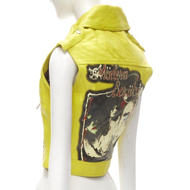 D&G DOLCE GABBANA Vintage 2001 gelbe moderne Beauty Rock Leder-Bikerjacke IT38 XS im Angebot 2