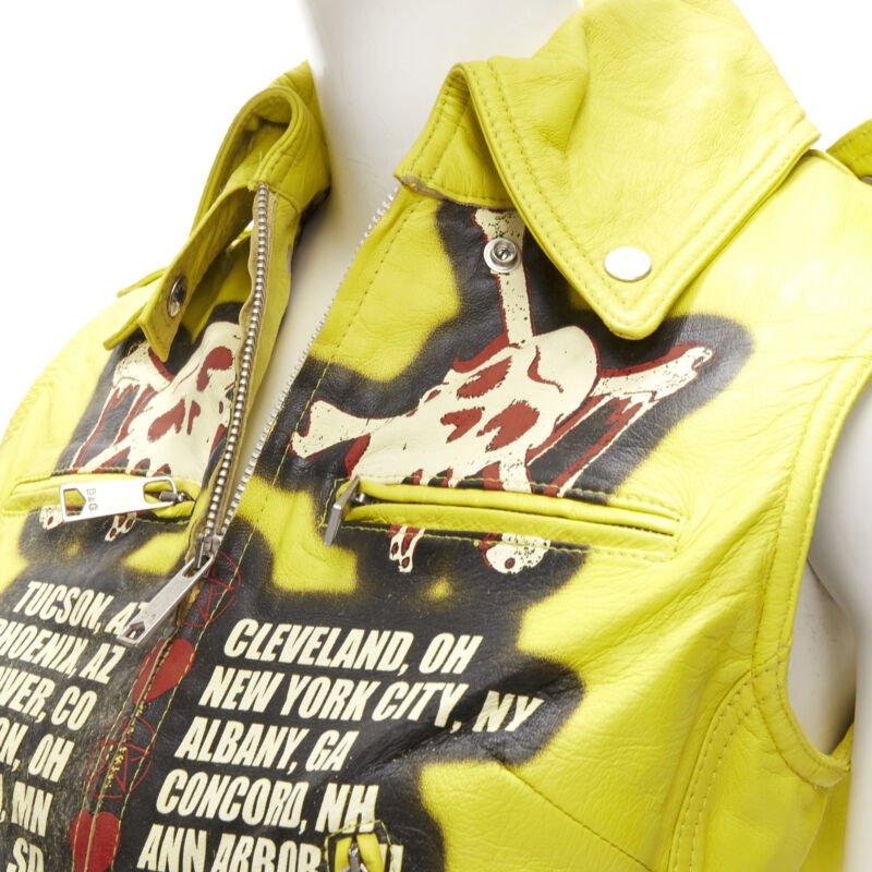D&G DOLCE GABBANA Vintage 2001 gelbe moderne Beauty Rock Leder-Bikerjacke IT38 XS im Angebot 3