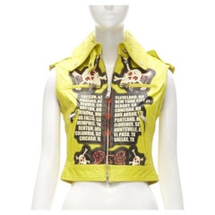 D&G DOLCE GABBANA Vintage 2001 yellow Modern Beauty rock leather biker IT38 XS
