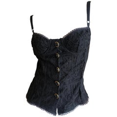 D&G Dolce 
Gabbana Vintage Black Lace Corset with Cabachon Buttons