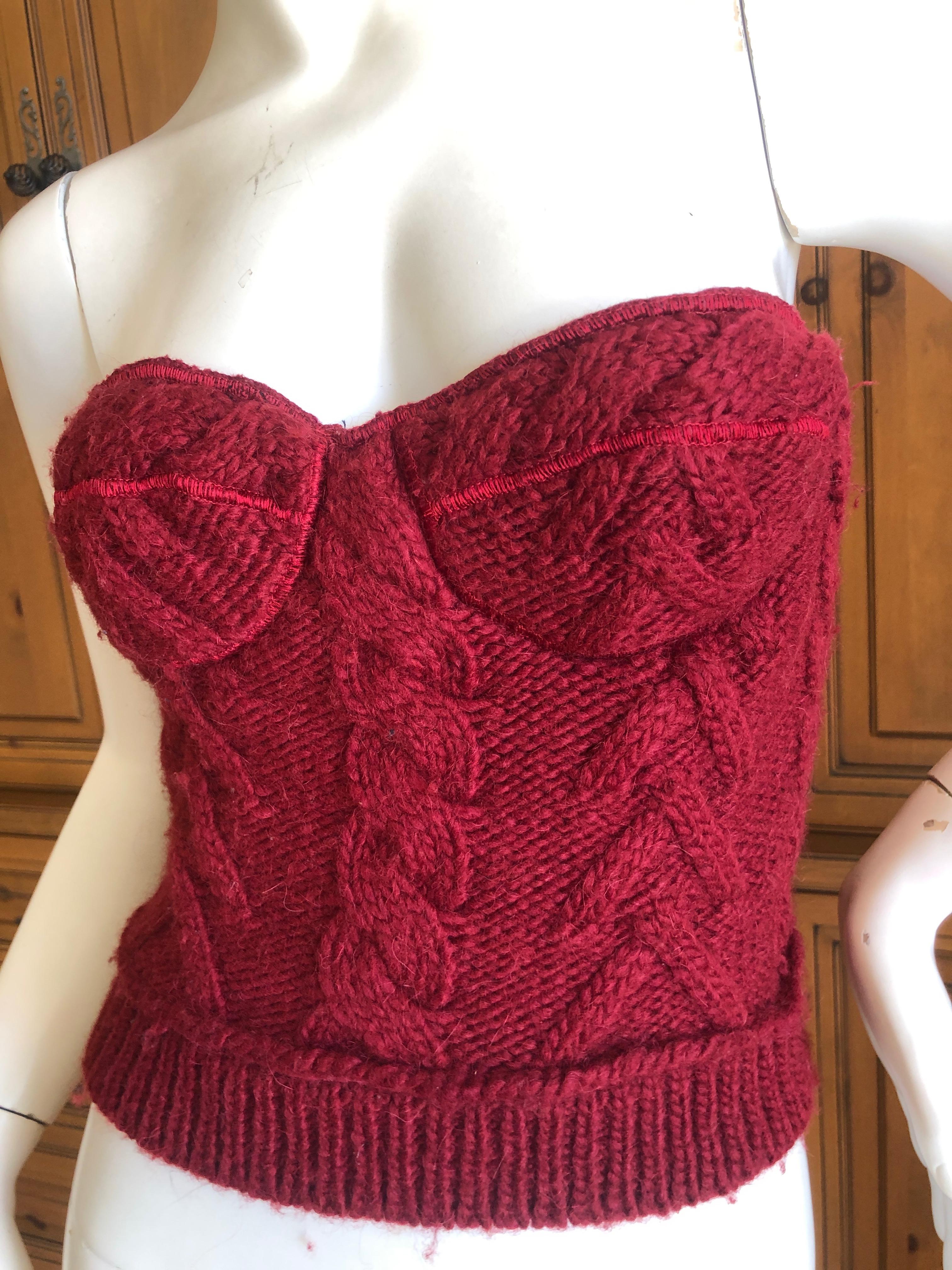 Red D&G Dolce & Gabbana Vintage Cable Knit Corset For Sale