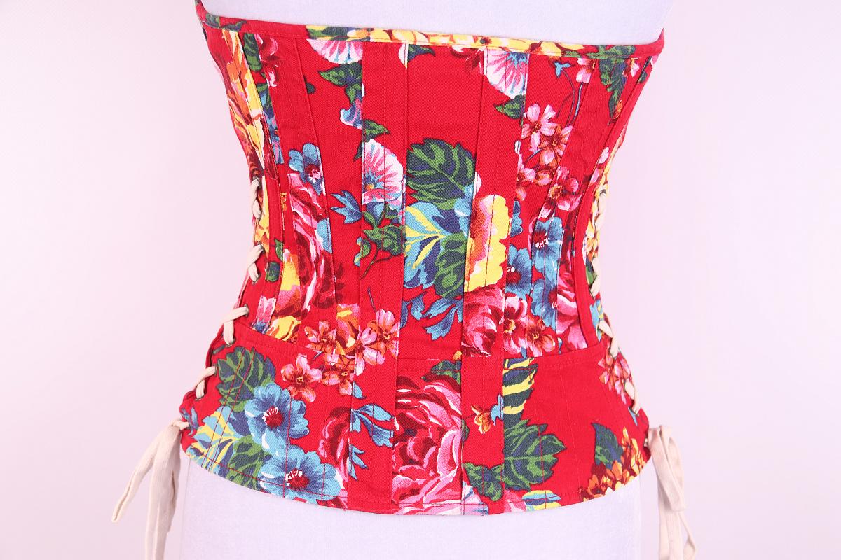 D&G Dolce & Gabbana Vintage Korsett-Top mit Blumendruck in Rot im Angebot 5