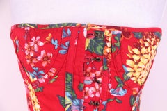 D&G Dolce & Gabbana Vintage Corset Top Floral Print Red