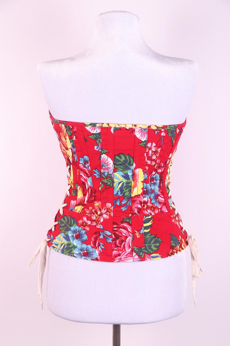 D&G Dolce & Gabbana Vintage Korsett-Top mit Blumendruck in Rot im Zustand „Gut“ im Angebot in Алматинский Почтамт, KZ