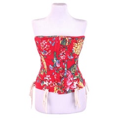 D&G Dolce & Gabbana Vintage Korsett-Top mit Blumendruck in Rot