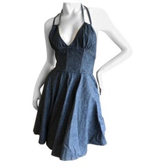 D&G Dolce & Gabbana Vintage Denim Dress with White Lace Petticoat