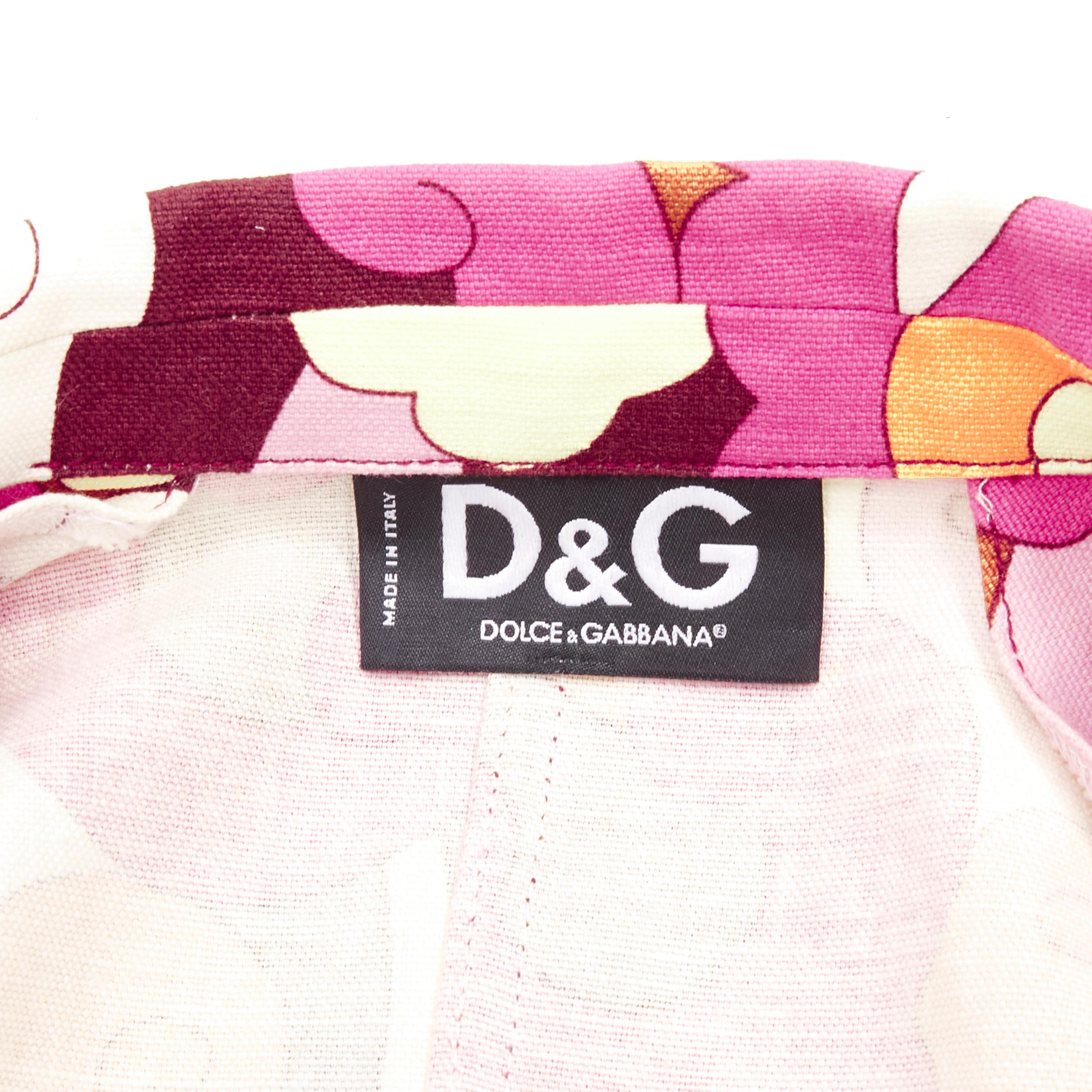 D&G DOLCE GABBANA - Veste blazer décontractée vintage à imprimé psychédélique « Flower Power » XS en vente 6
