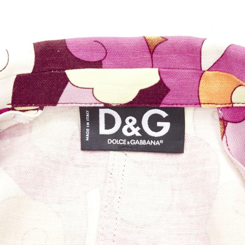 D&G DOLCE GABBANA Vintage Flower Power psychedelic print casual blazer jacket XS For Sale 5