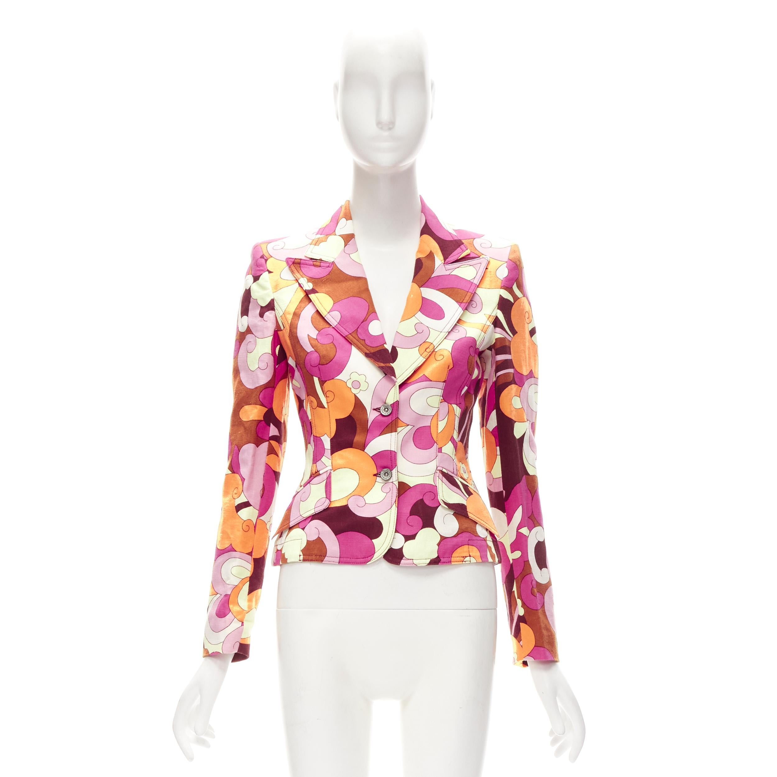 D&G DOLCE GABBANA Vintage Flower Power psychedelic print casual blazer jacket XS For Sale 6