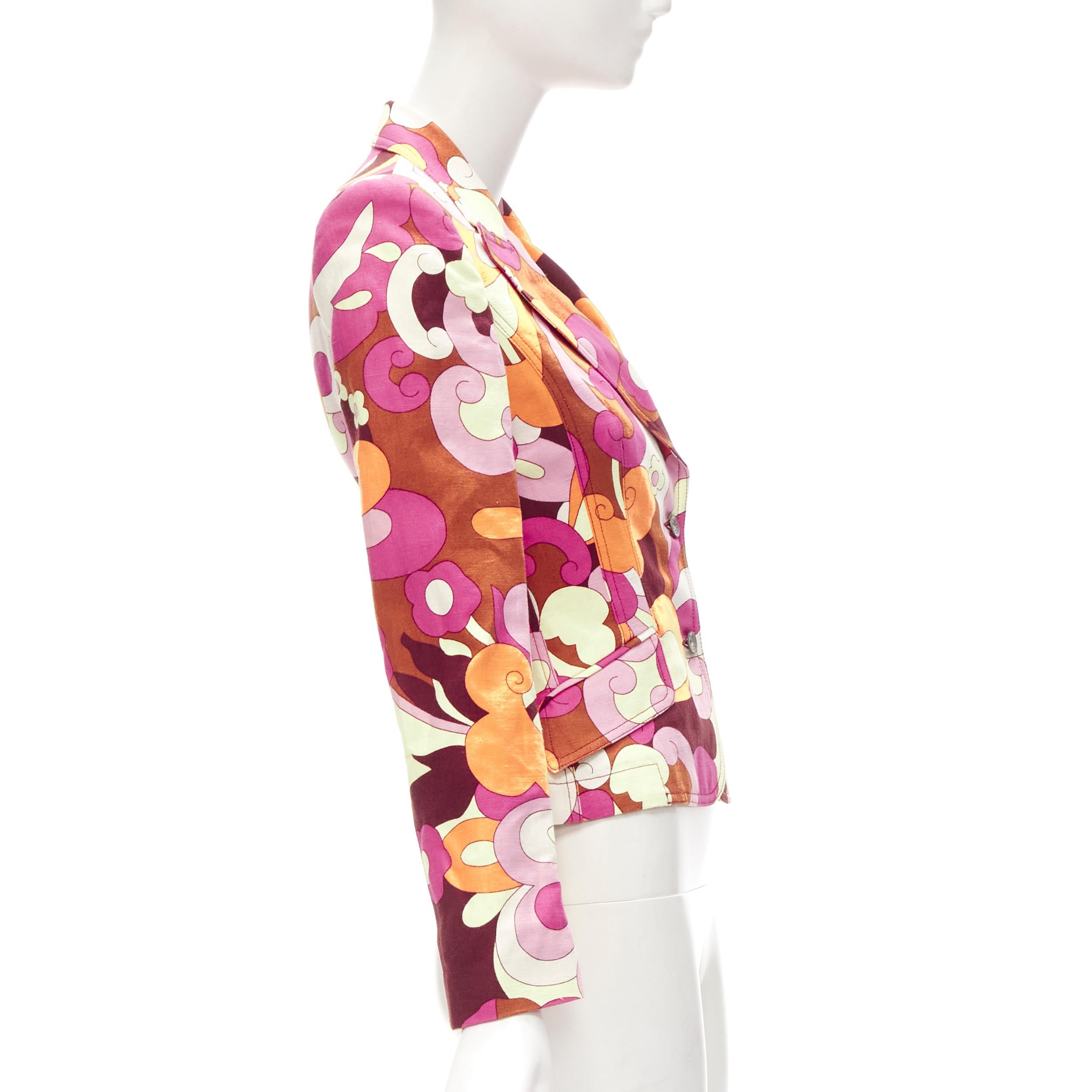 D&G DOLCE GABBANA - Veste blazer décontractée vintage à imprimé psychédélique « Flower Power » XS en vente 1