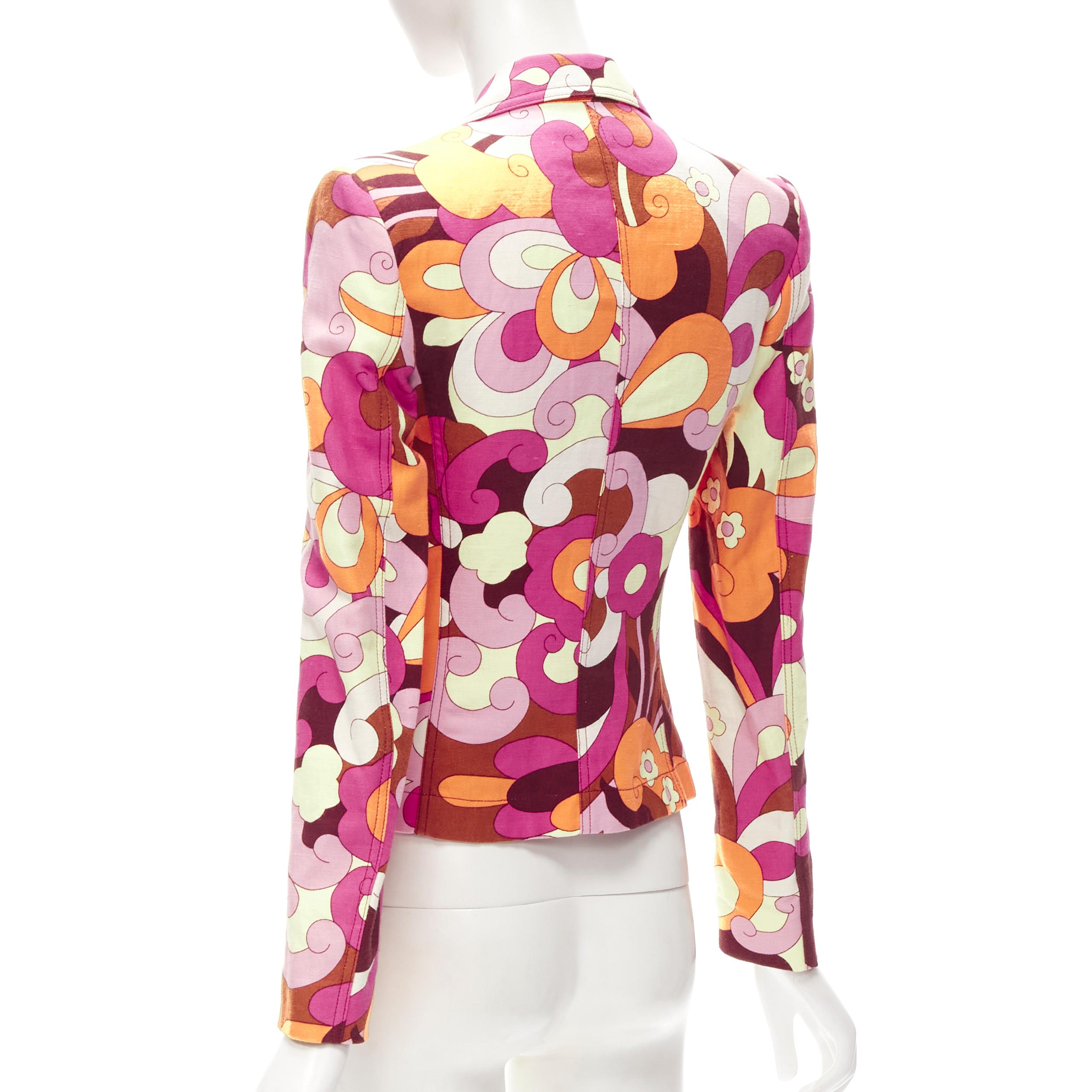 D&G DOLCE GABBANA Vintage Flower Power psychedelic print casual blazer jacket XS 2