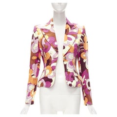 D&G by DOLCE & GABBANA Giacca blazer vintage Flower Power con stampa psichedelica XS