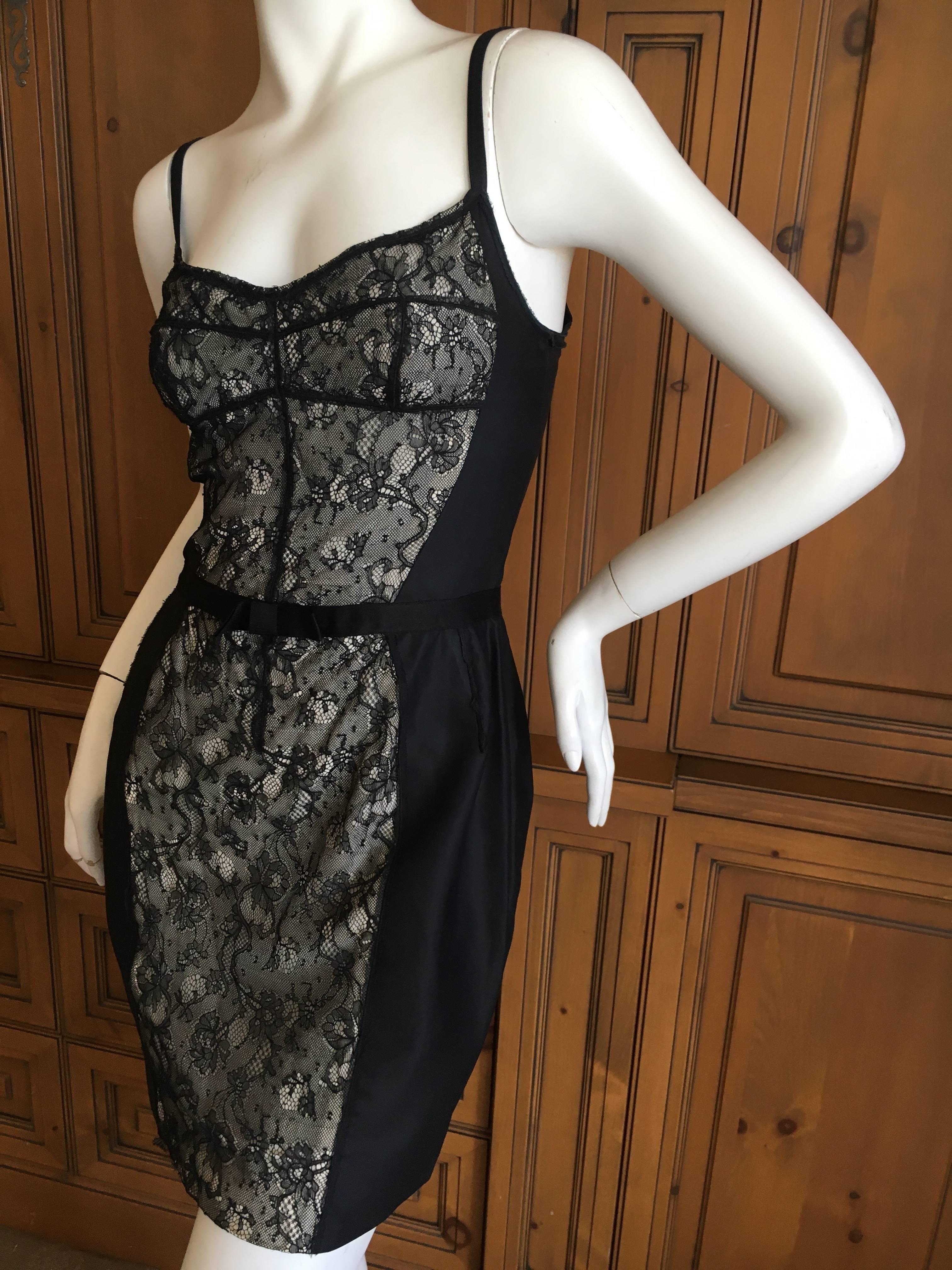 D&G Dolce & Gabbana Vintage Lace Trim Cocktail Dress In Excellent Condition For Sale In Cloverdale, CA