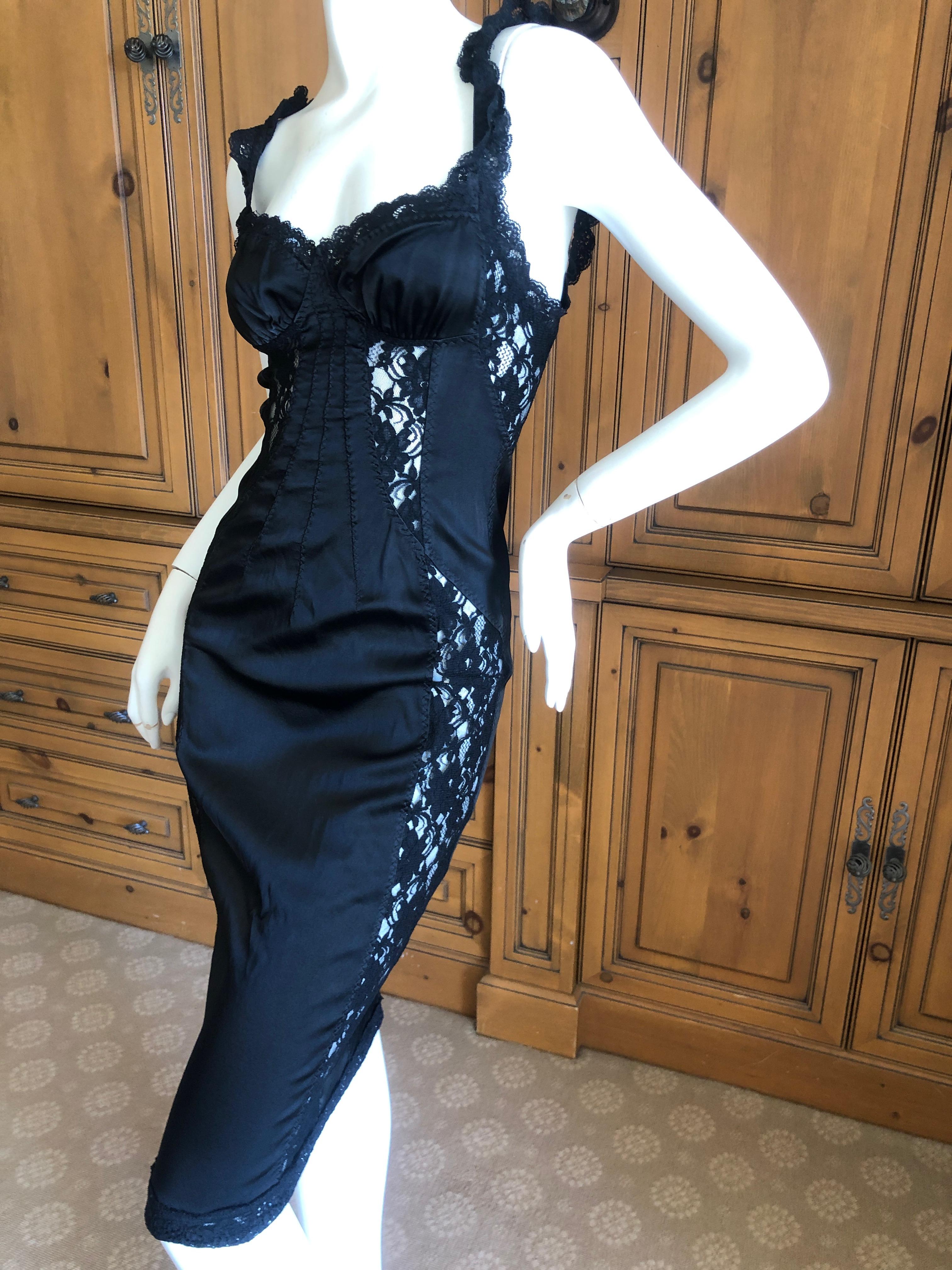 Women's D&G Dolce & Gabbana Vintage Little Black Dress with Lace Inserts For Sale