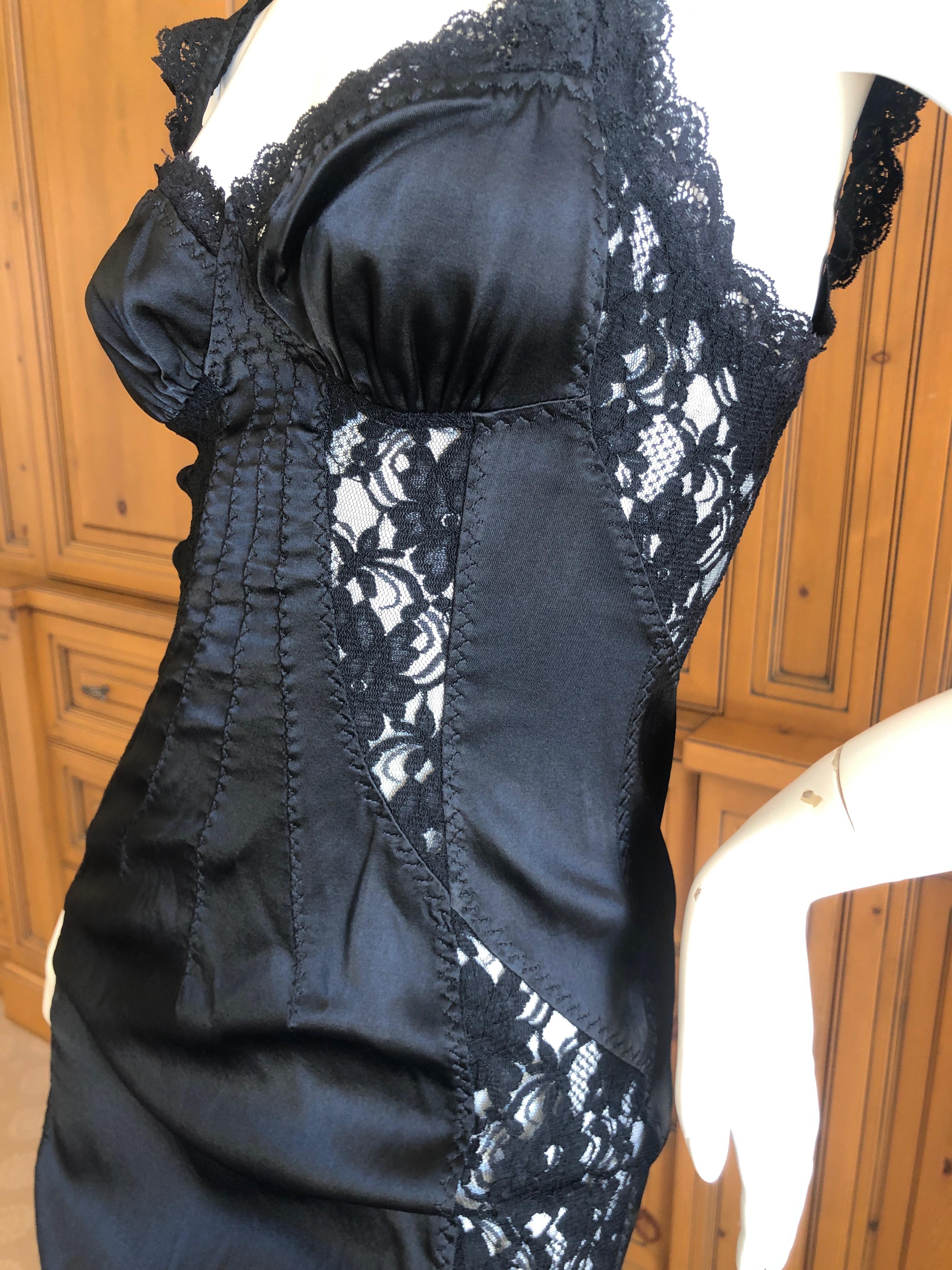 D&G Dolce & Gabbana Vintage Little Black Dress with Lace Inserts For Sale 1