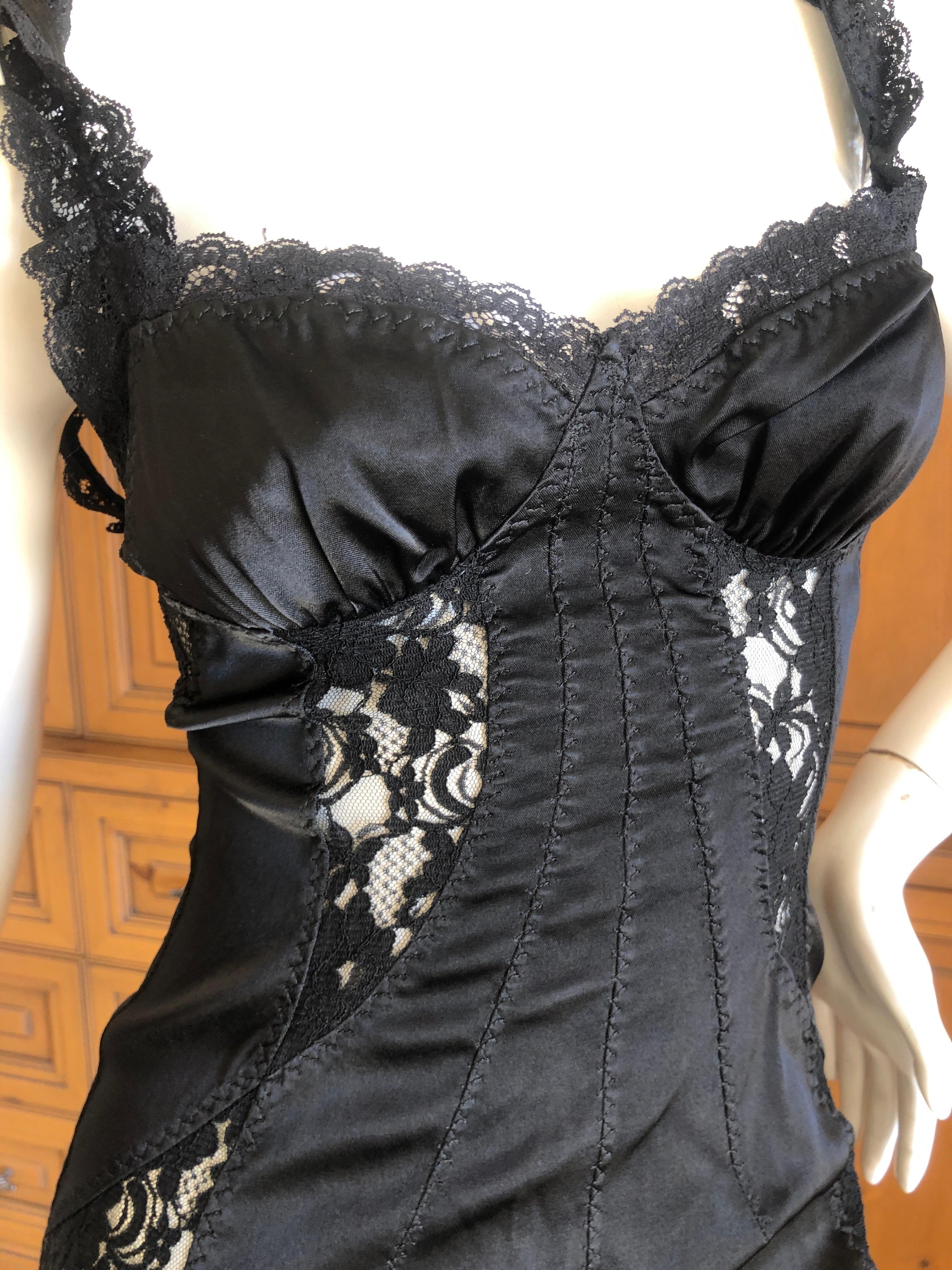 D&G Dolce & Gabbana Vintage Little Black Dress with Lace Inserts For Sale 3