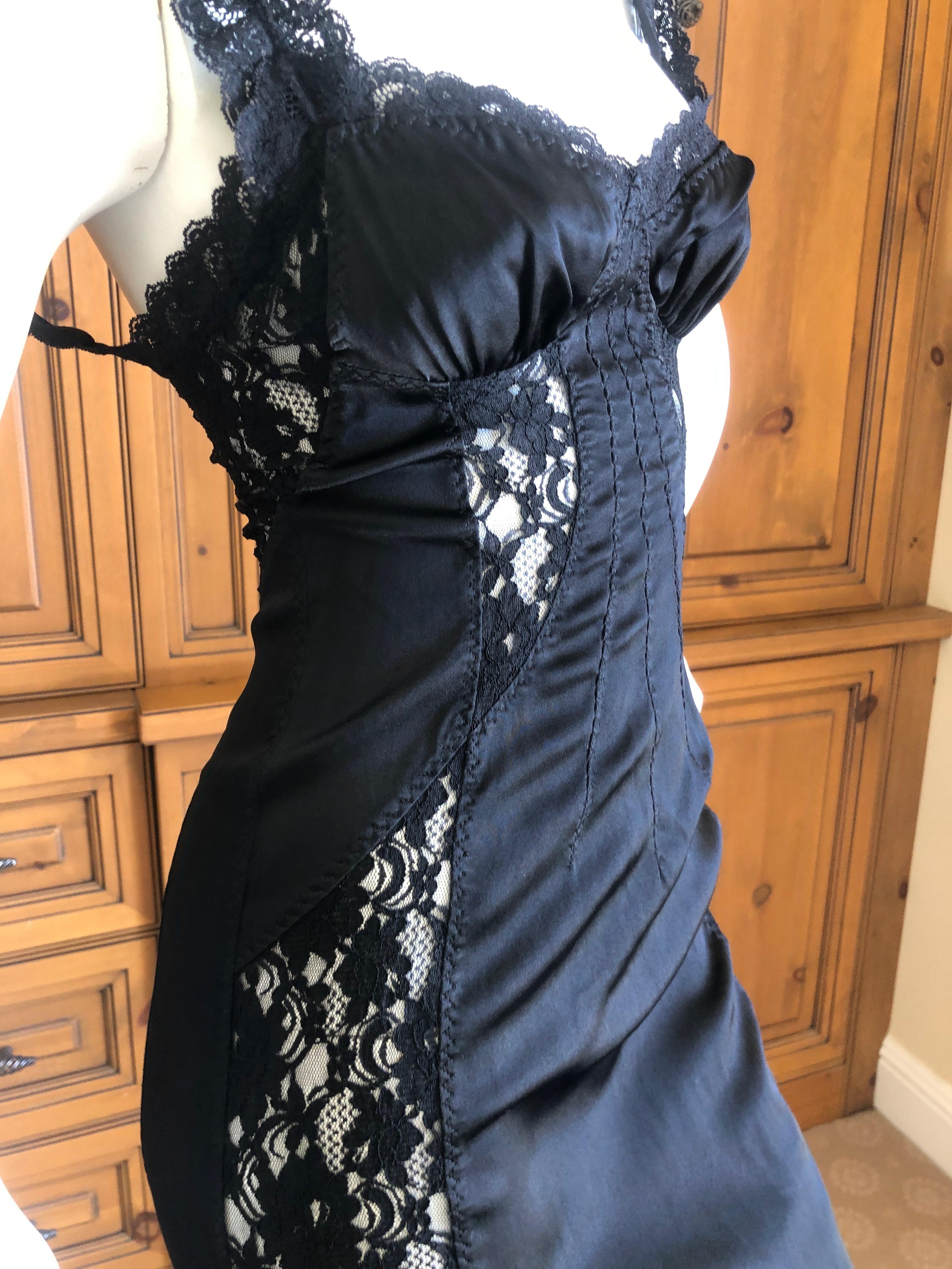 D&G Dolce & Gabbana Vintage Little Black Dress with Lace Inserts For Sale 4