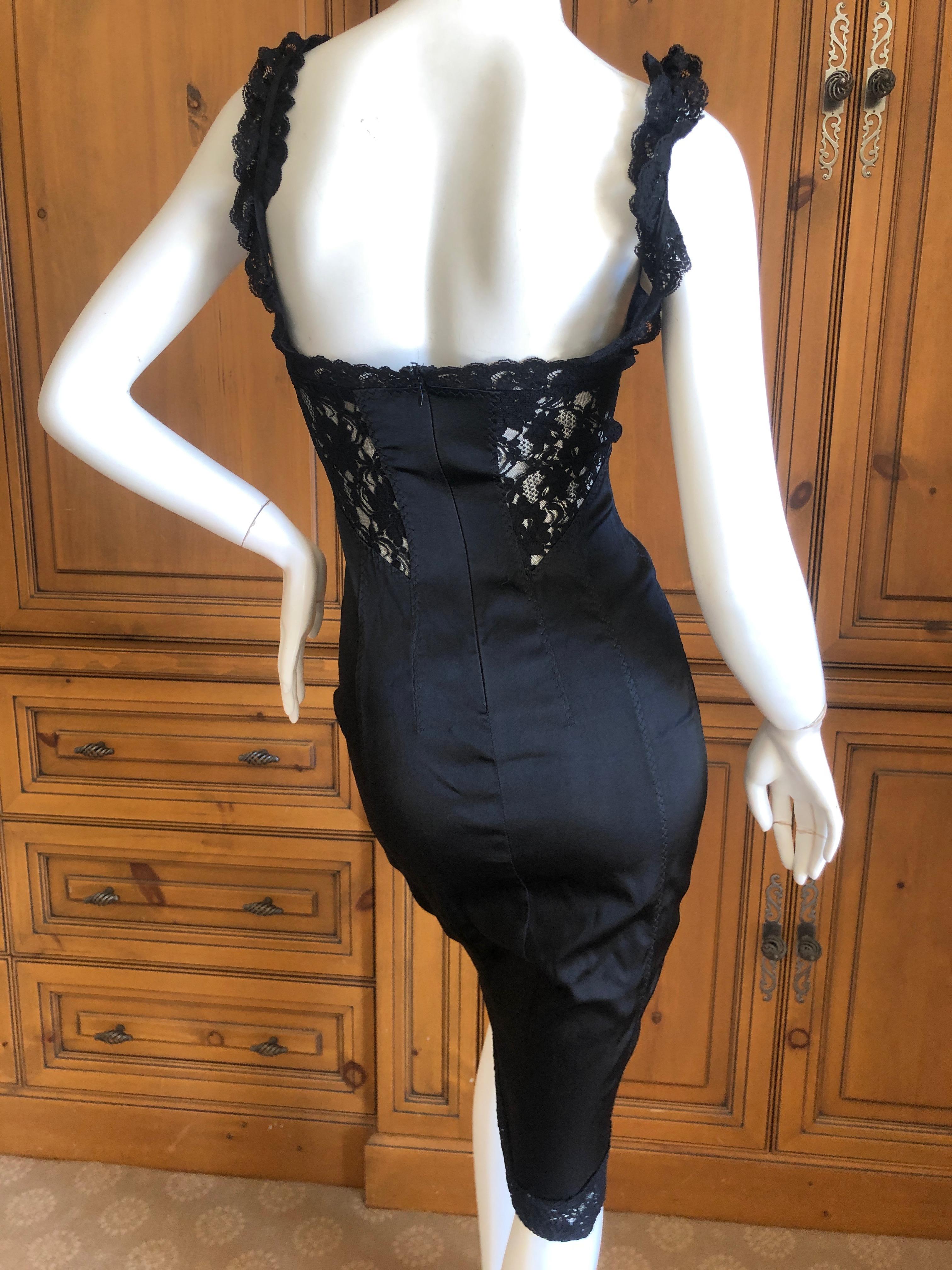 D&G Dolce & Gabbana Vintage Little Black Dress with Lace Inserts For Sale 5