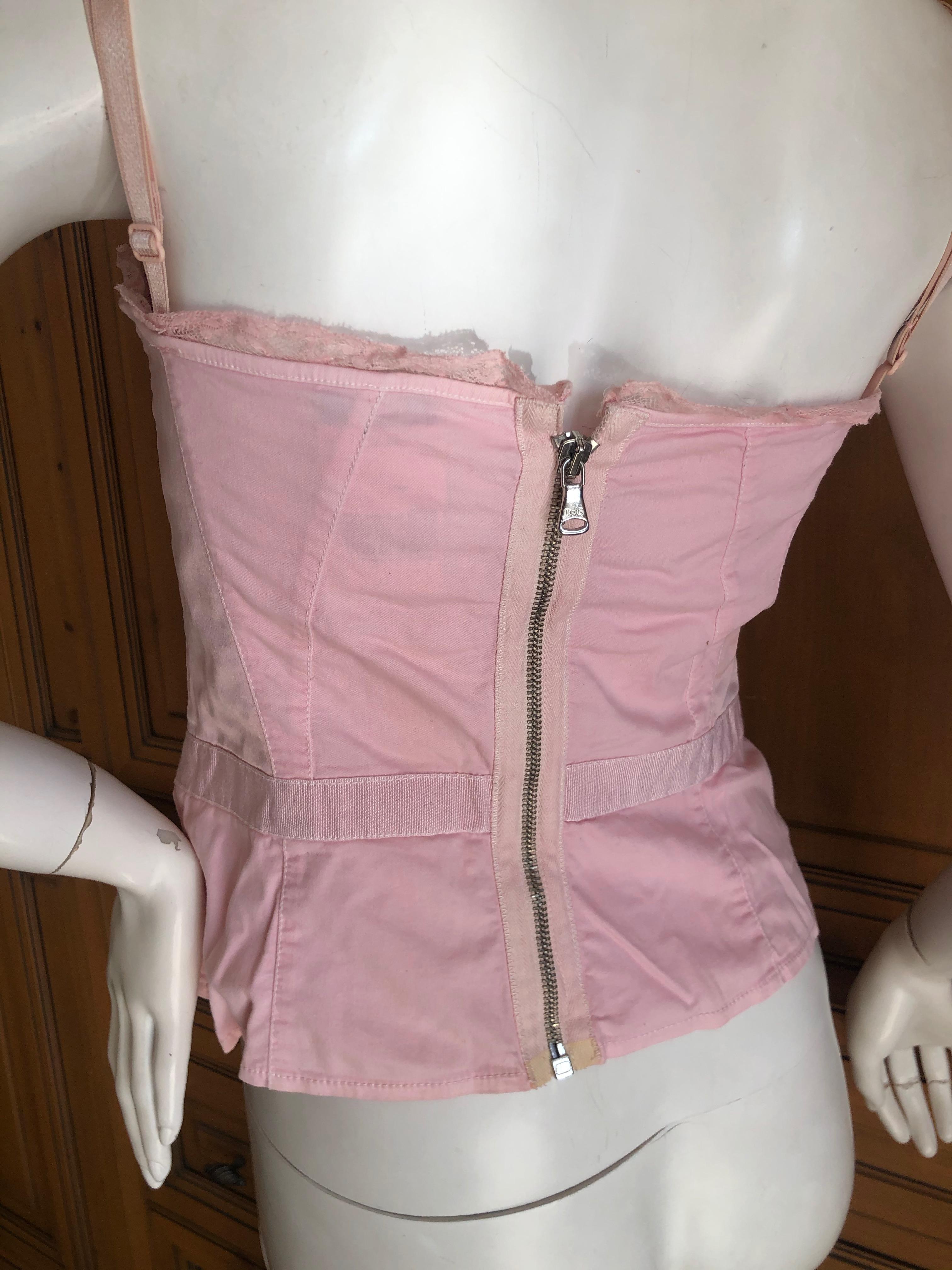 D&G Dolce & Gabbana Vintage Pink Corset with Large Buttons In Excellent Condition For Sale In Cloverdale, CA