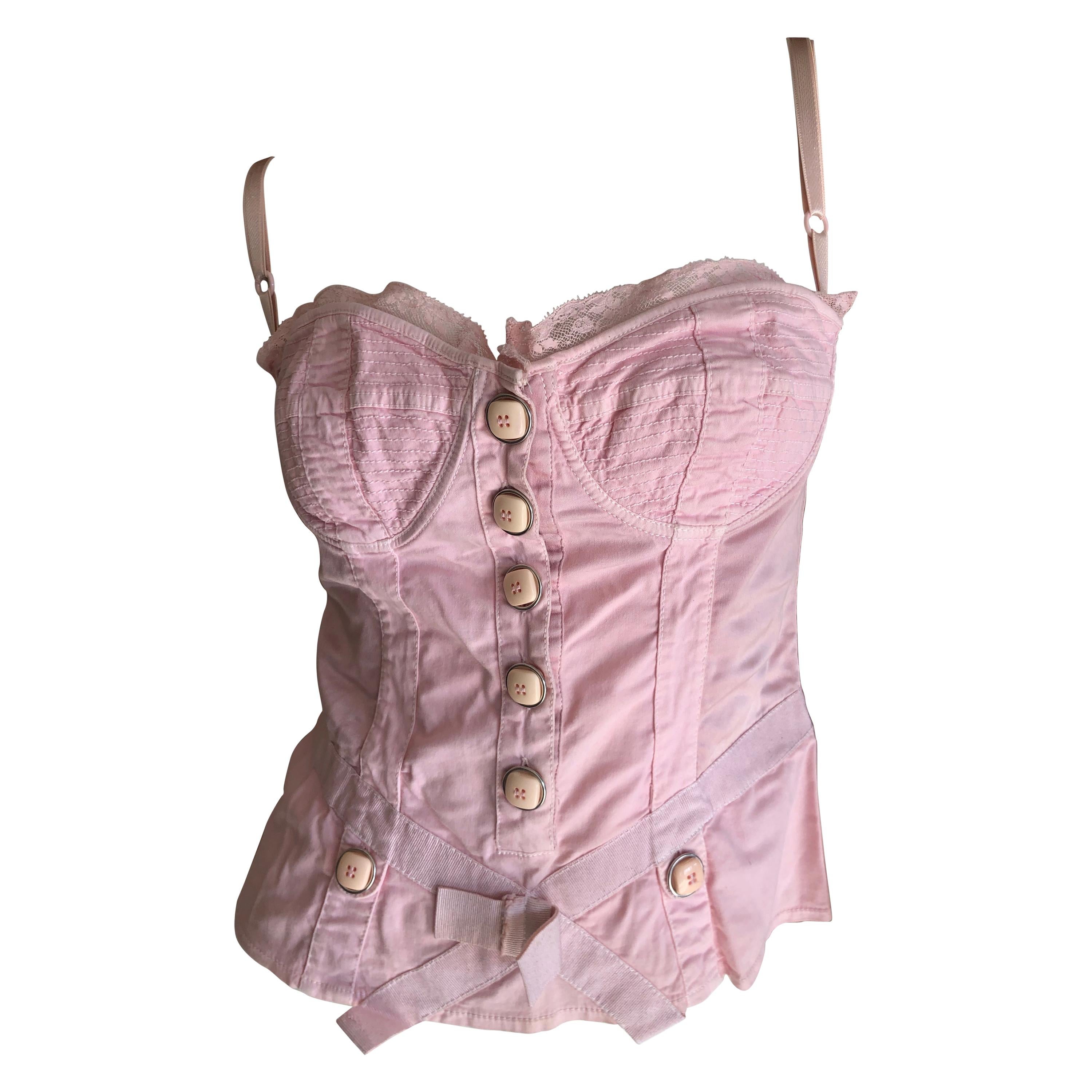 D&G Dolce & Gabbana Vintage Pink Corset with Large Buttons For Sale