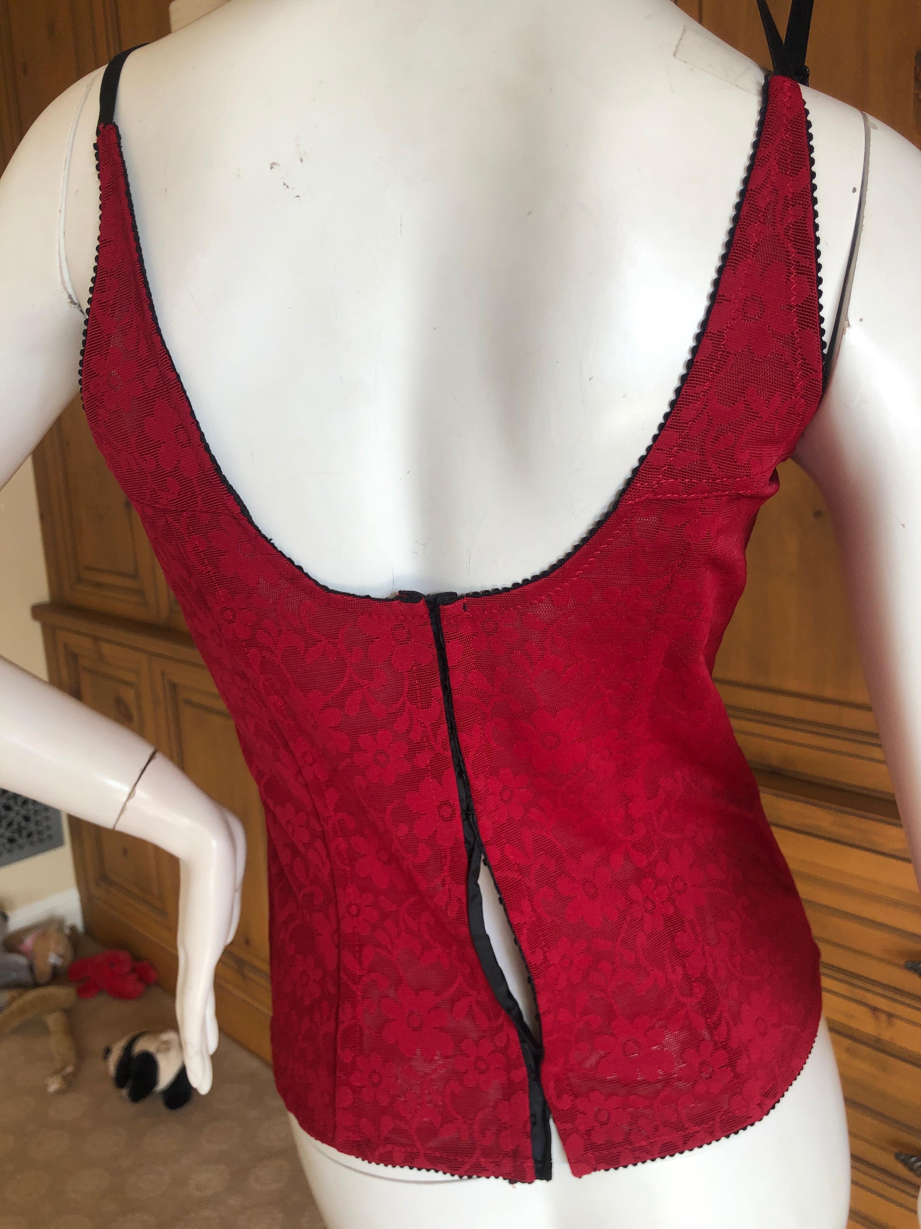 D&G Dolce & Gabbana Vintage Red Lace Corset For Sale 3