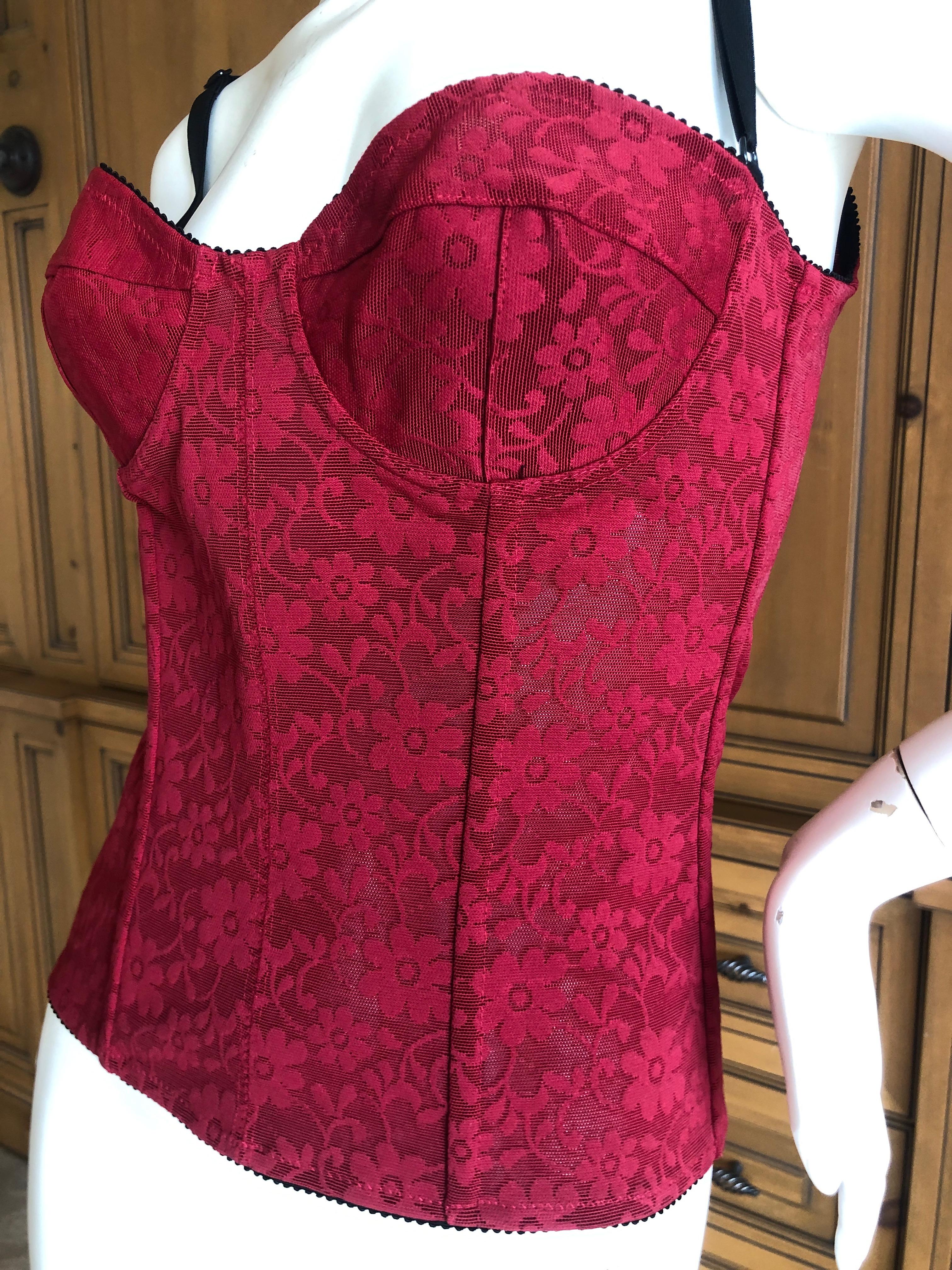 D&G Dolce & Gabbana Vintage Red Lace Corset In Good Condition For Sale In Cloverdale, CA