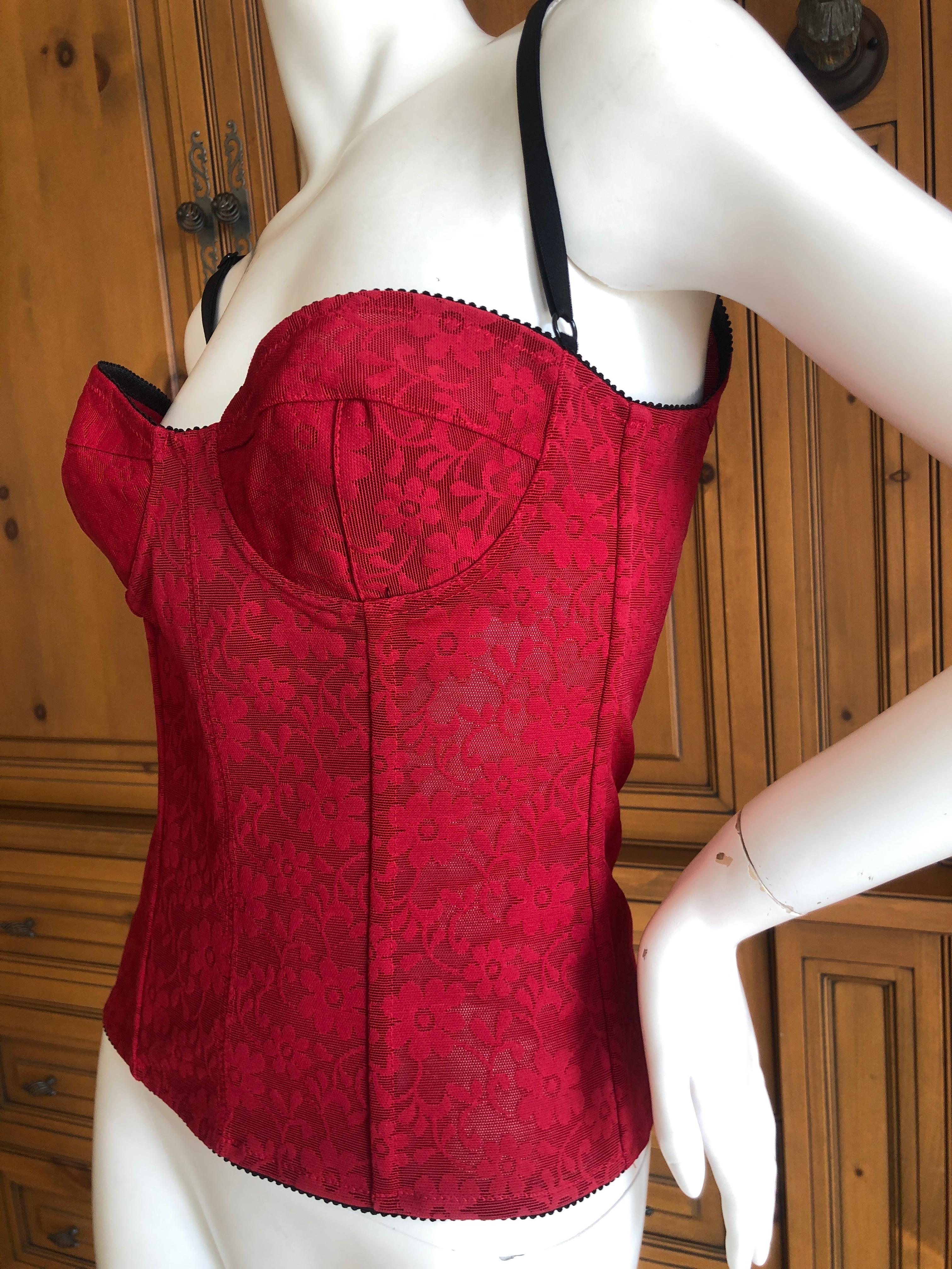 D&G Dolce & Gabbana Vintage Red Lace Corset For Sale 2