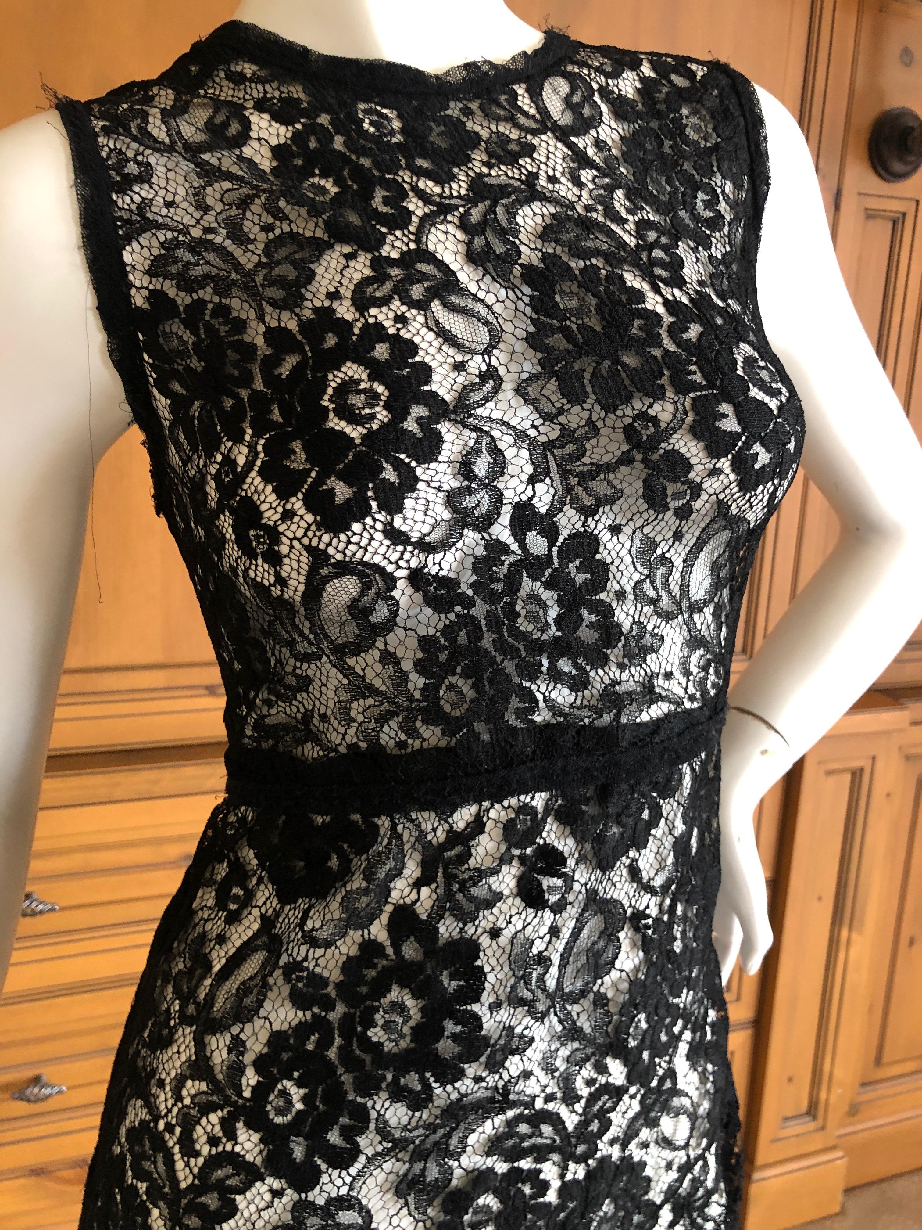 D&G Dolce & Gabbana Vintage Sheer Lace Mini Dress In Excellent Condition For Sale In Cloverdale, CA