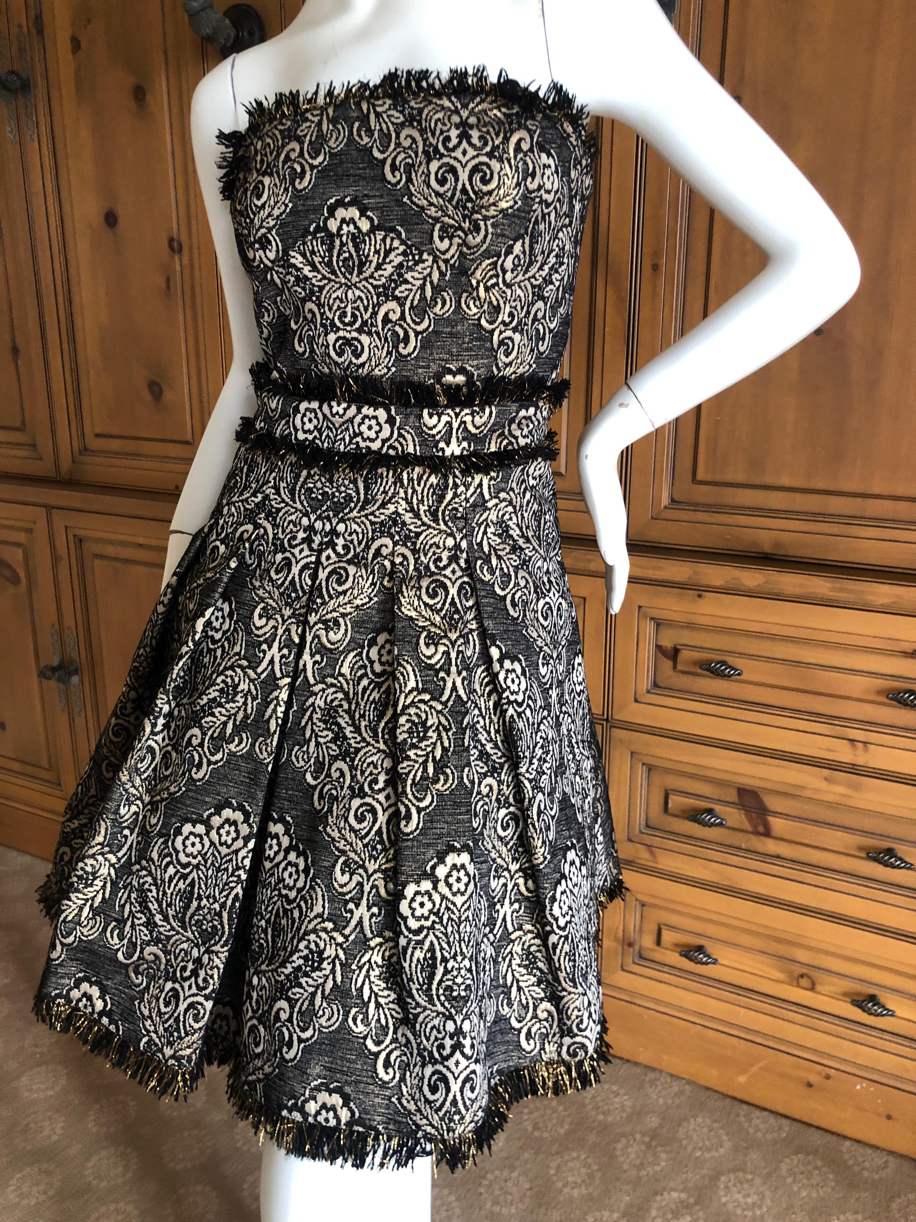 Women's D&G Dolce & Gabbana Vintage Tapestry Print Mini Dress w Full Corset Lining Sz 46 For Sale