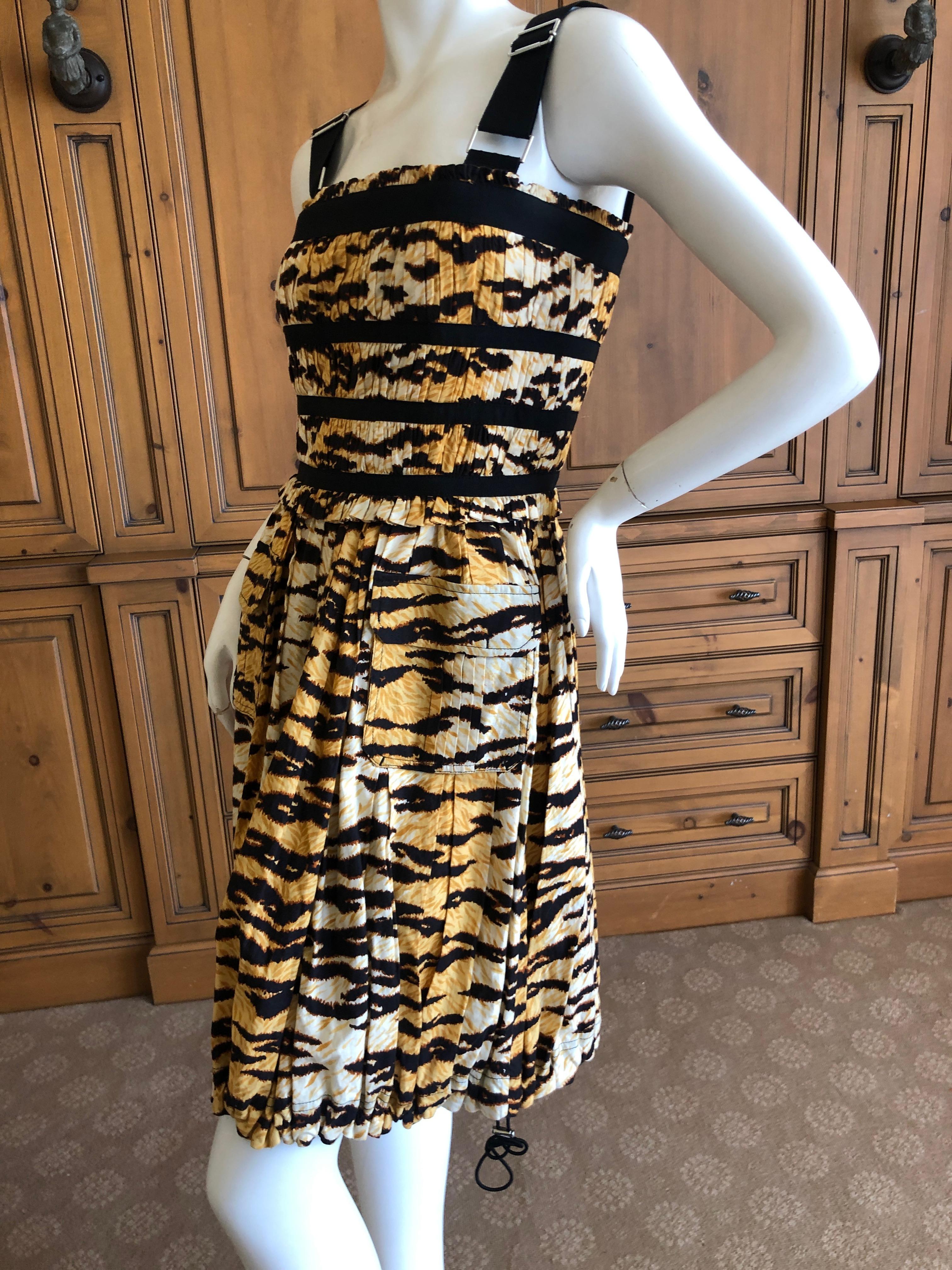 Black D&G Dolce & Gabbana Vintage Tiger Print Cotton Corset Dress For Sale