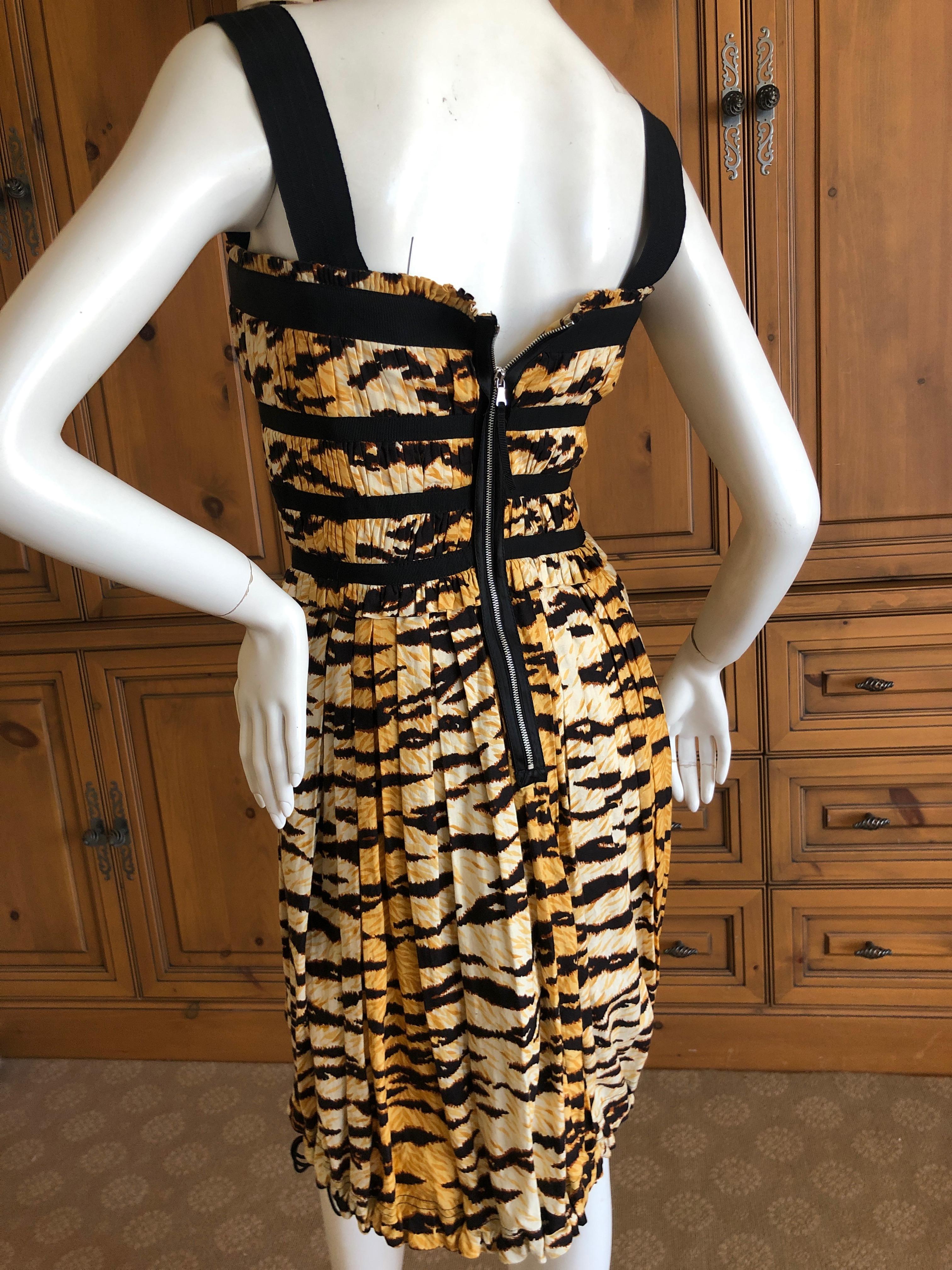 D&G Dolce & Gabbana Vintage Tiger Print Cotton Corset Dress In Excellent Condition For Sale In Cloverdale, CA