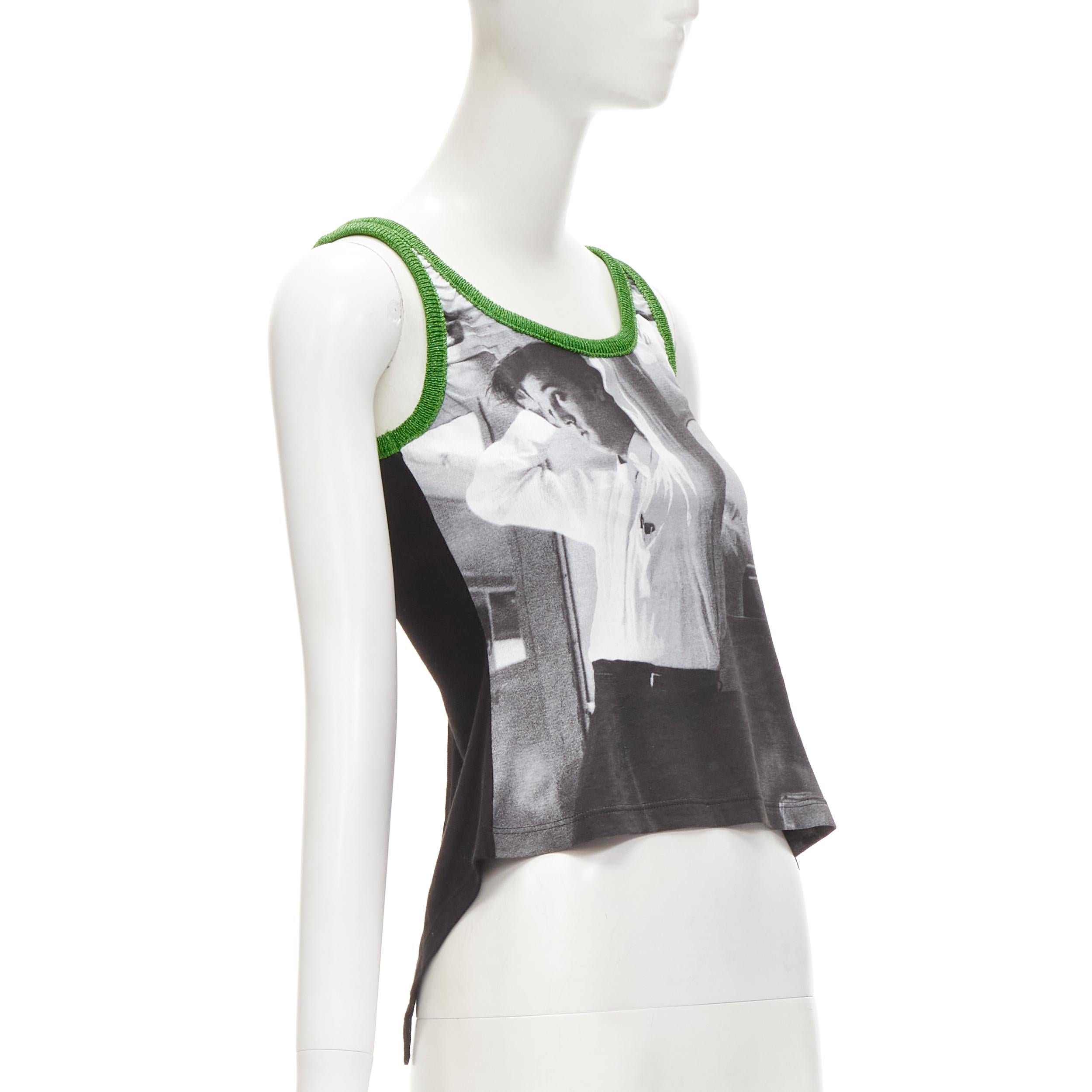 D&G DOLCE GABBANA Vintage Y2K Elvis Presley photo print green ribbed tank top S In Excellent Condition In Hong Kong, NT