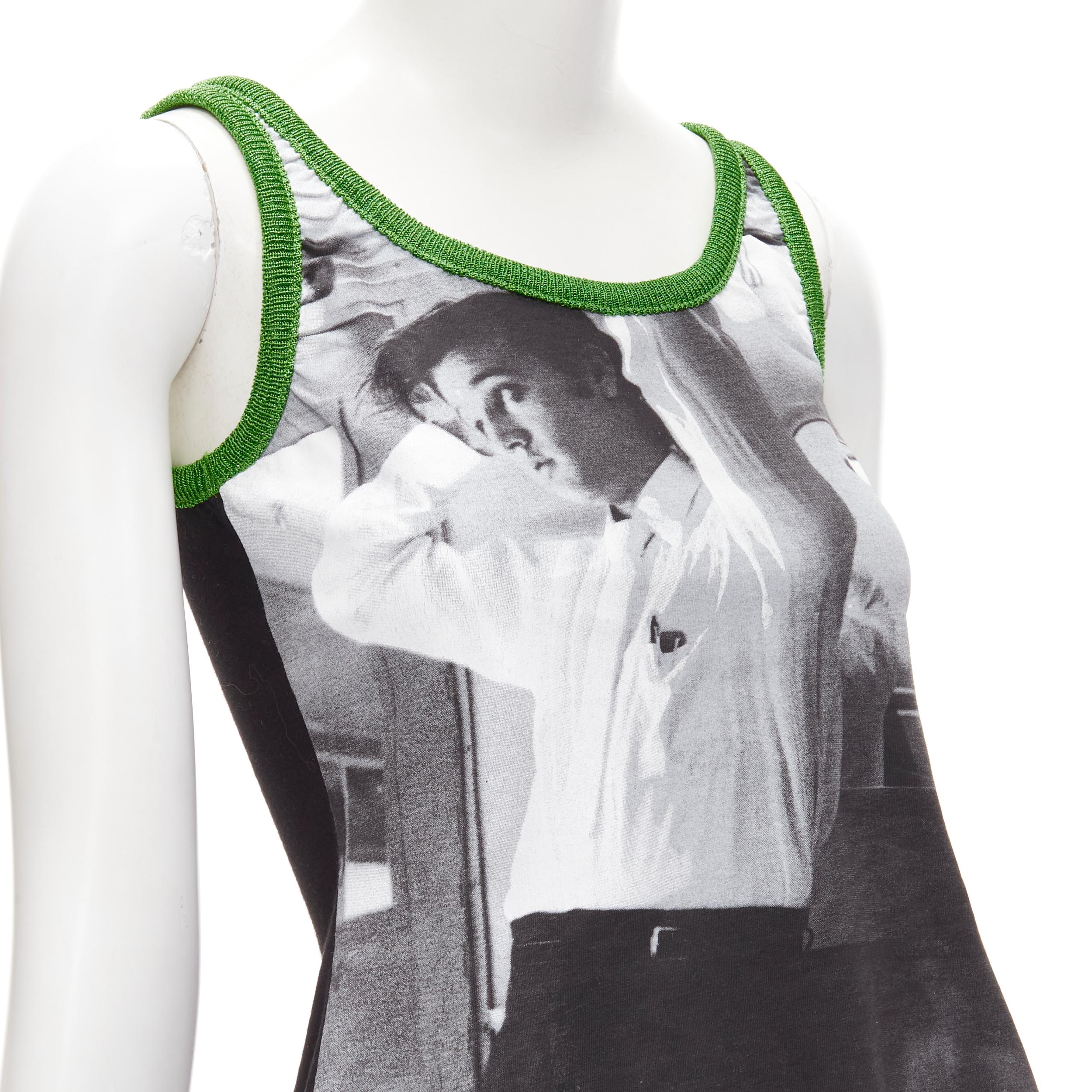 D&G DOLCE GABBANA Vintage Y2K Elvis Presley photo print green ribbed tank top S 2