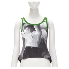 D&G by DOLCE & GABBANA Canotta vintage Y2K Elvis Presley con stampa fotografica verde a coste S.