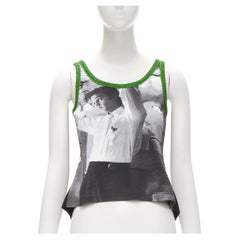 D&G DOLCE GABBANA Vintage Y2K Elvis Presley photo print green ribbed tank top S