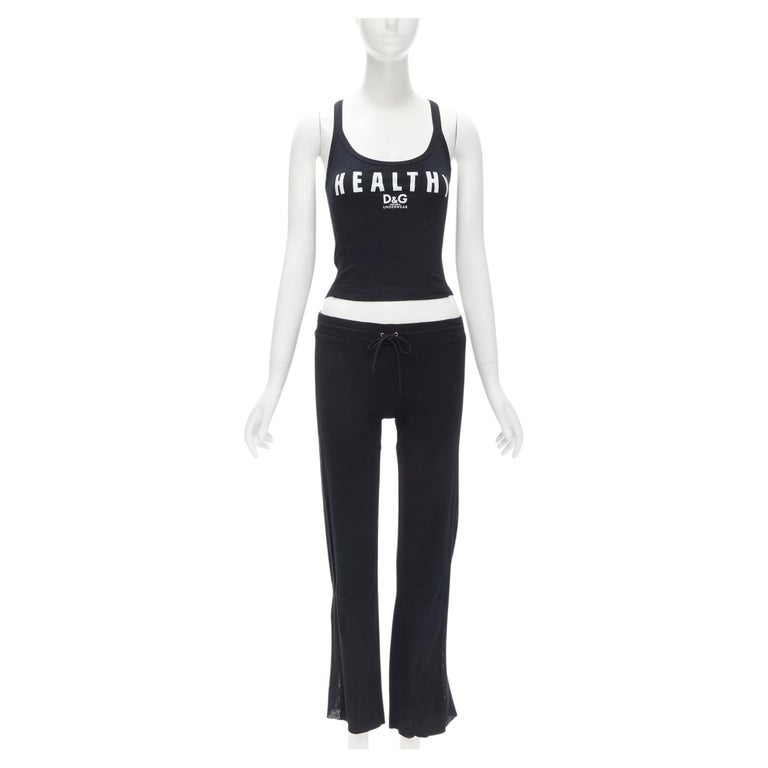 D&G DOLCE GABBANA Vintage Y2K Healthy black ribbed tank track 