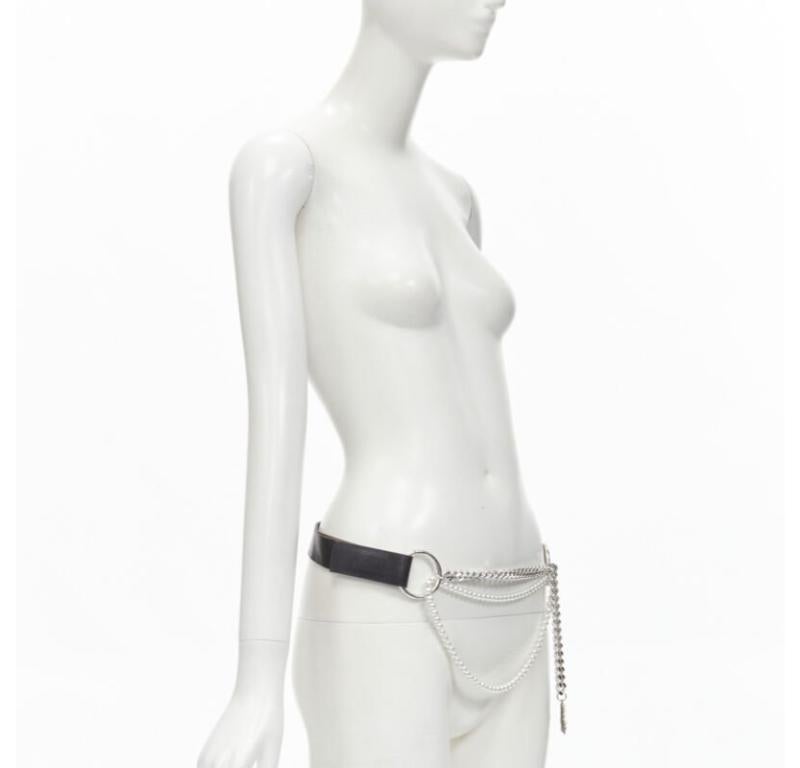 Gray D&G DOLCE GABBANA Vintage Y2K pearl crystal embellishment chain Punk belt For Sale