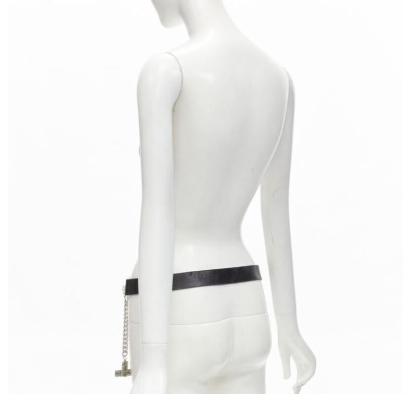 D&G DOLCE GABBANA Vintage Y2K pearl crystal embellishment chain Punk belt For Sale 1