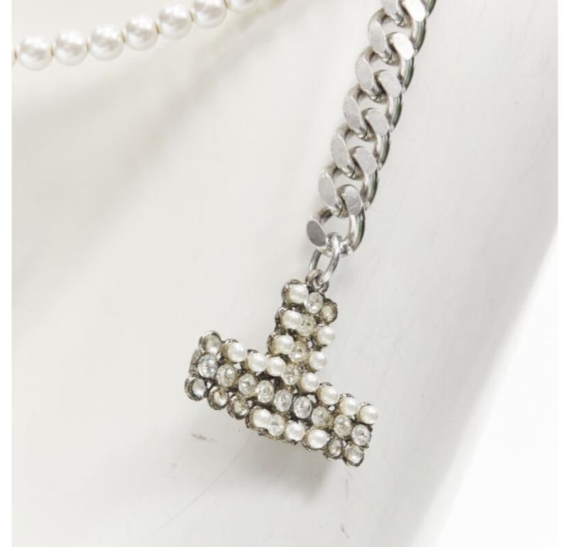 D&G DOLCE GABBANA Vintage Y2K pearl crystal embellishment chain Punk belt For Sale 3