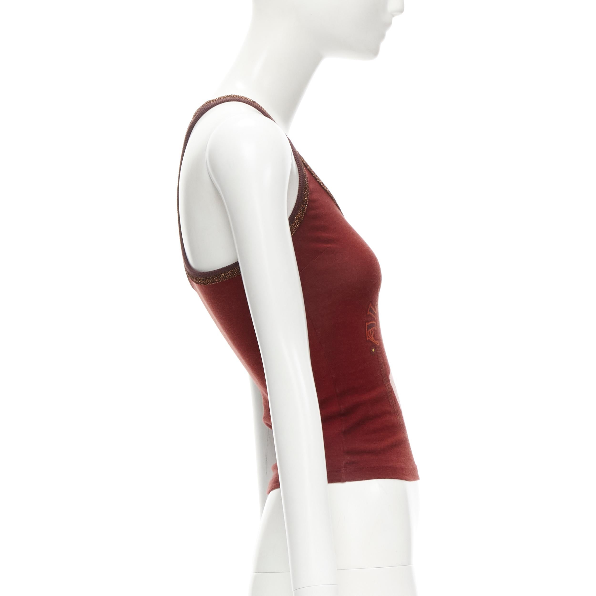 Women's D&G DOLCE GABBANA Y2K Vintage burgundy Allay Woman racer back tank top S