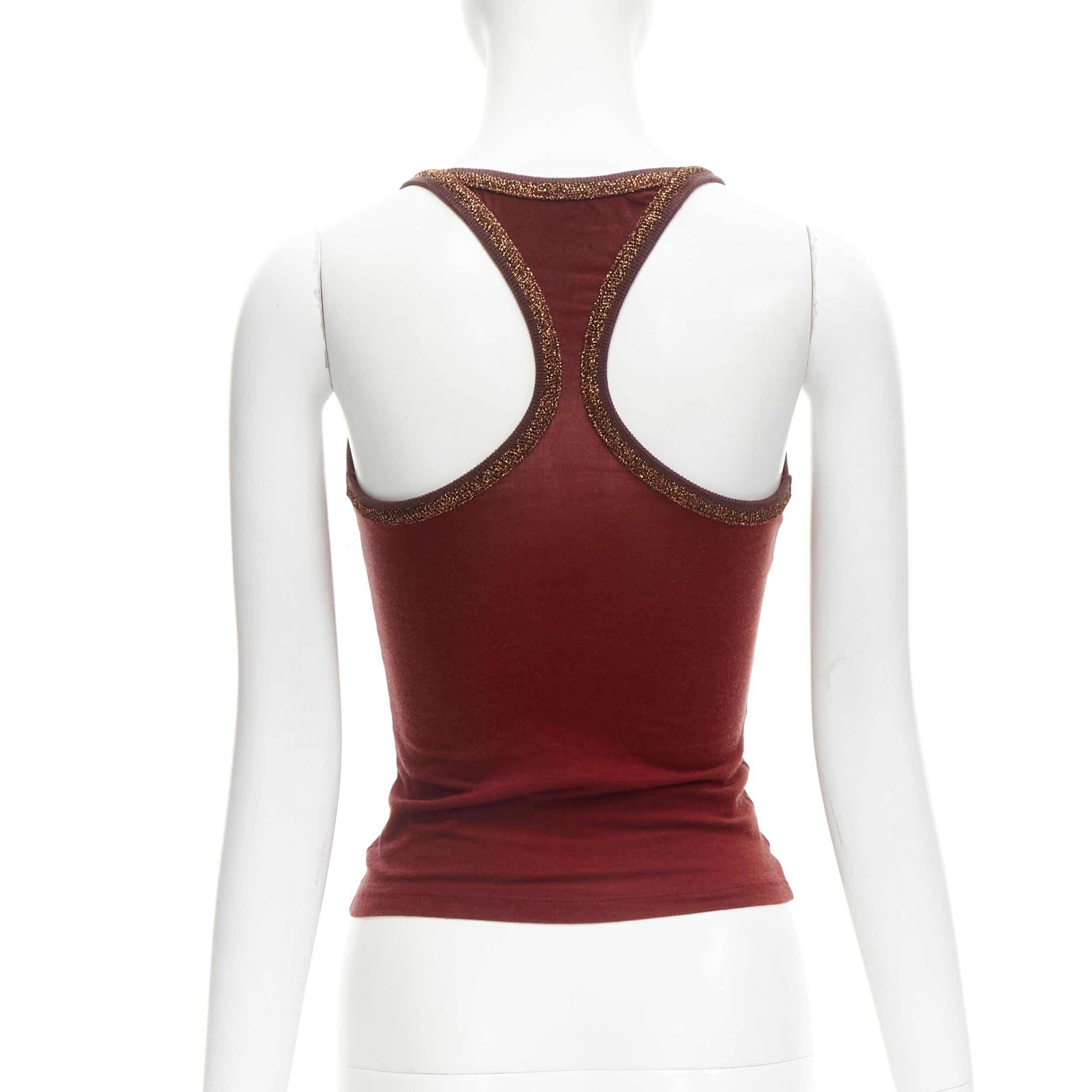 D&G DOLCE GABBANA Y2K Vintage burgundy Allay Woman racer back tank top S 1