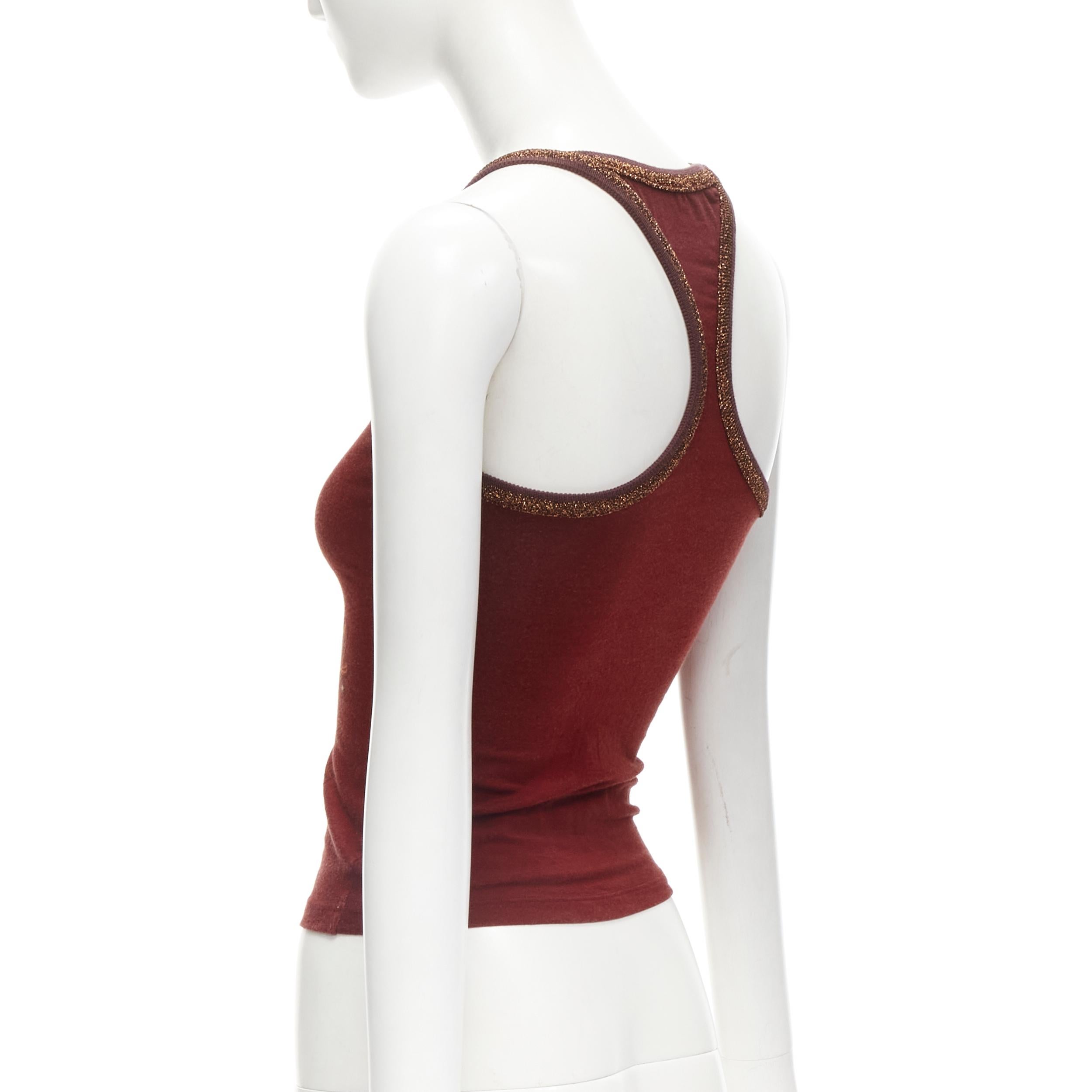 D&G DOLCE GABBANA Y2K Vintage burgundy Allay Woman racer back tank top S 2