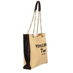 D&G Embroidered Canvas and Leather Shopper Bag PORTO CERVO Yellow Brown