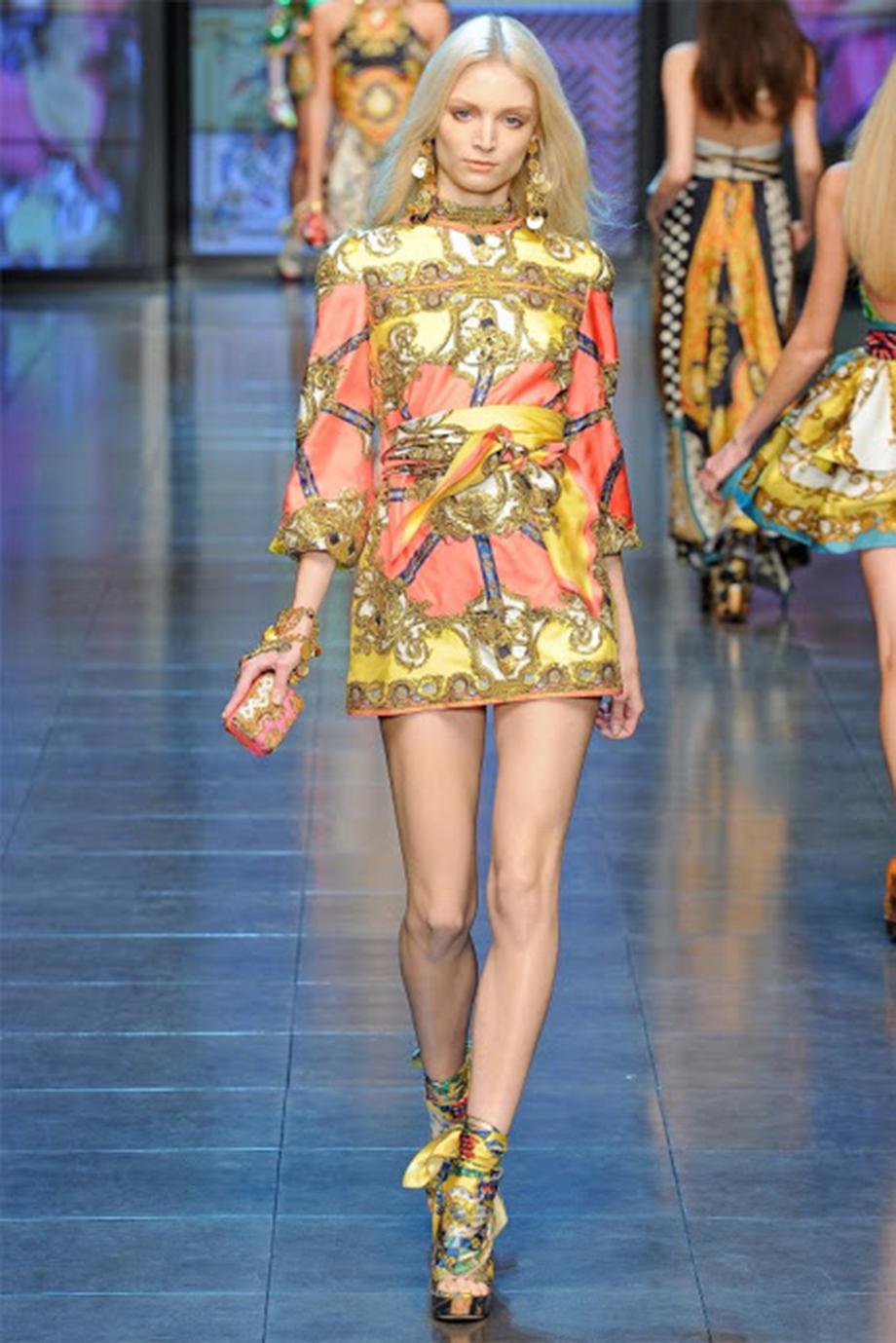 D&G Embroidered Printed Silk-Twill Mini Dress In Excellent Condition In London, GB