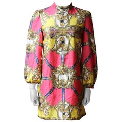 D&G Embroidered Printed Silk-Twill Mini Dress